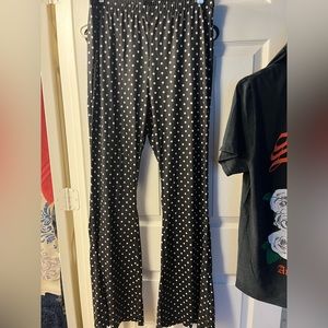 Polka dot flare stretch pants